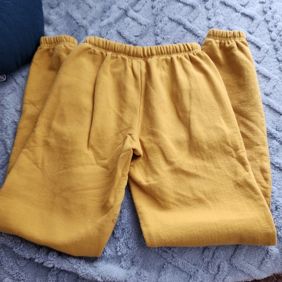 Mustard Yellow Womens Sweatpants with Drawstring - Picture 4 of 4